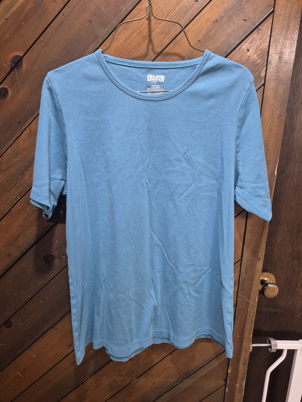 Duluth Trading Company Women's Size Large Blue Cotton Longtail T-Shirt Crewneck